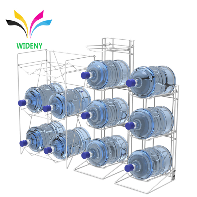 Powder Coated Metal Wire 5 Gallon Display Water Bottle Stand Rack for Storage at Home or Office