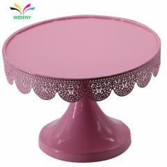 Rotierende runde Hochzeitsparty rosa Eisenplatte Metallbecher Kuchenständer für Hochzeitskristallkuchen