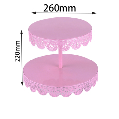 Hecho en China, mini soporte de pastel de decoración de boda para cupcakes de cristal de metal rosa europeo de 2 niveles hecho en China para boda