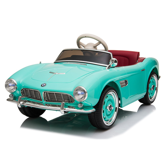 2021 licensed children toy electric ride on car with retro style and remote control for kids to drive