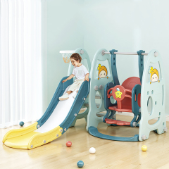 Multifunction Indoor Playground Plastic Baby Swing with Slide Set 