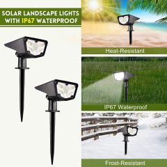 Lightingpass Solarstrahler für den Außenbereich, 2-in-1-Solar-Landschaftsbeleuchtung, 16 COB-LED-Lampen, solarbetriebene Leuchten, IP67, wasserdicht, verstellbare Wandleuchte für Terrasse, Hof, Garten, Auffahrt, Pool