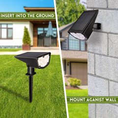 Lightingpass Solarstrahler für den Außenbereich, 2-in-1-Solar-Landschaftsbeleuchtung, 16 COB-LED-Lampen, solarbetriebene Leuchten, IP67, wasserdicht, verstellbare Wandleuchte für Terrasse, Hof, Garten, Auffahrt, Pool