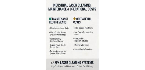 What are the maintenance requirements and operational costs for industrial laser cleaning systems?