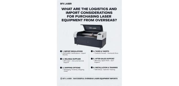 What are the logistics and import considerations for purchasing laser equipment from overseas?