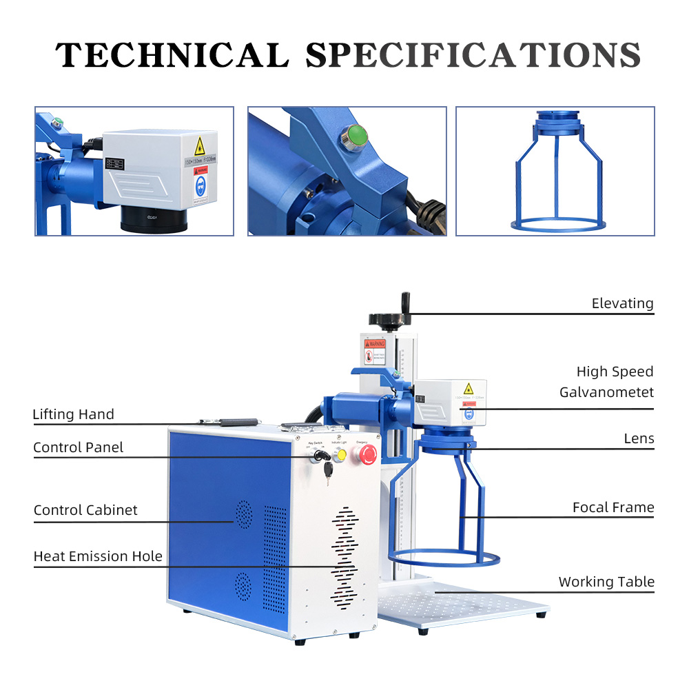 20W JPT Fiber Laser Engraver Laser Engraving Machines For Metal Laser Fiber  Optic Laser 175x175mm EZCAD2.0 Compatible with Lighburn Laser Engraver