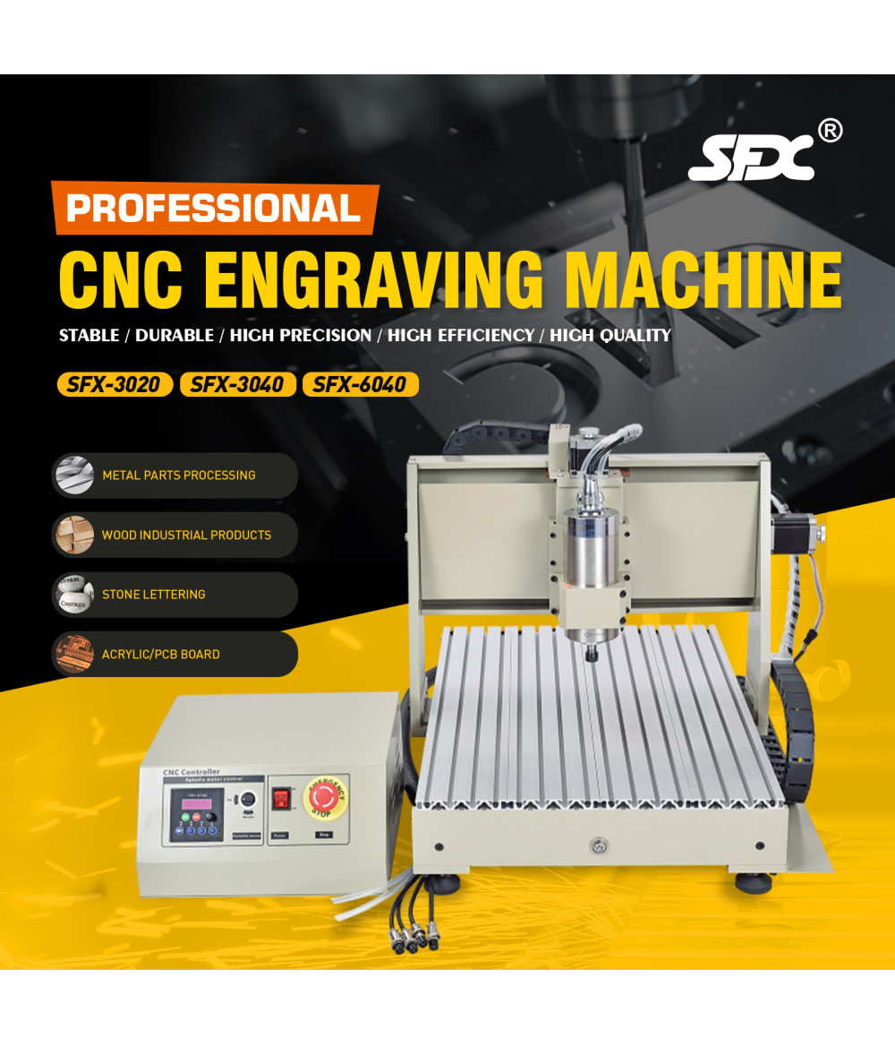 Máquina de grabado CNC de 3 ejes, Mini máquina de grabado CNC de riel redondo 3040/6040 para madera, PCB y acrílico