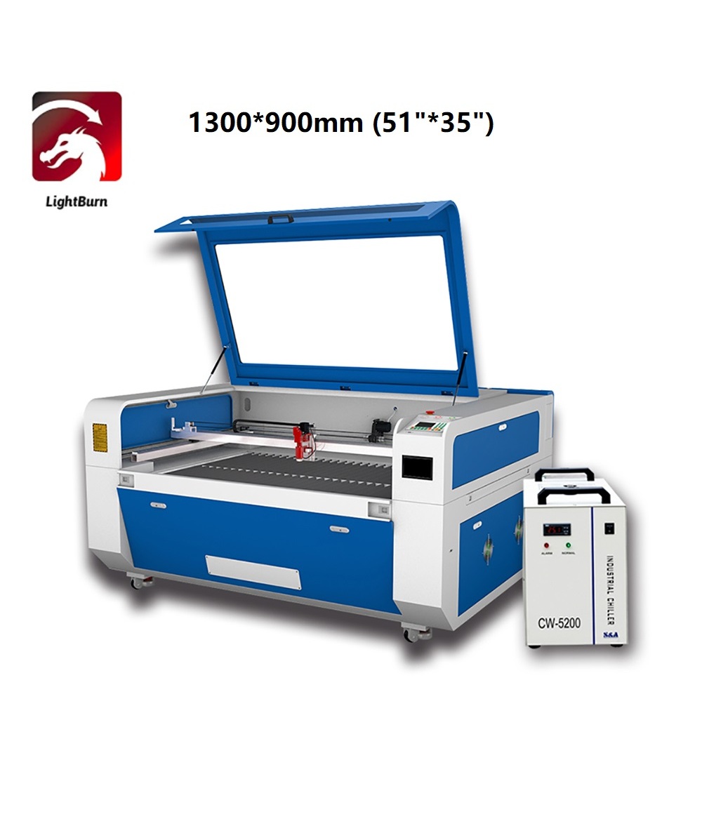 Graveur laser CO130 RECI Lightburn 150 W/2 W avec établi 1300 × 900 mm et logiciel Lightburn pour refroidisseur d'eau S&A