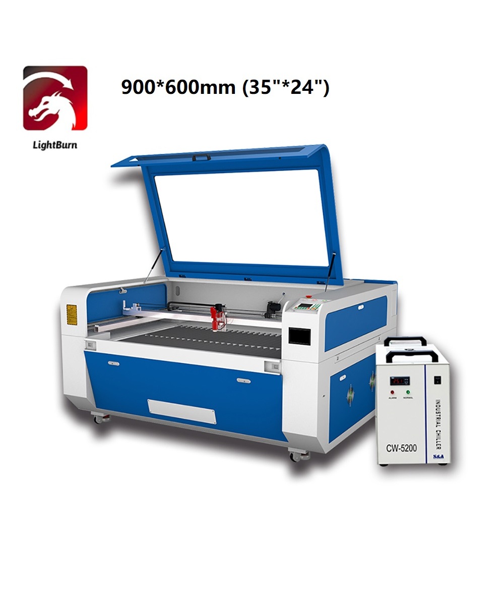 Graveur laser CO130 RECI Lightburn 2 W avec établi 900 × 600 mm et refroidisseur d'eau S&A