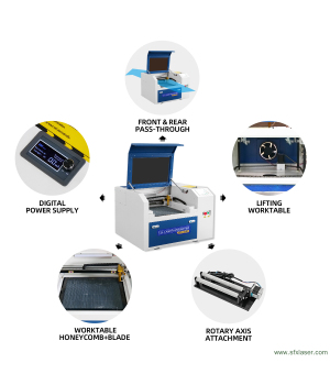 US Stock Lightburn Compatible 50W CO2 Laser Engraver Cutter Machine 16 × 16 '' (400 * 400 mm) Workbed con RUIDA DSP Panel de control RDWorks V8
