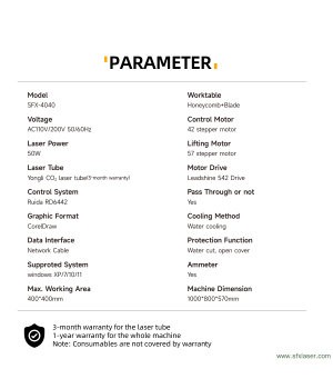 US Stock Lightburn Compatible 50W CO2 Laser Engraver Cutter Machine 16 × 16 '' (400 * 400 mm) Workbed con RUIDA DSP Panel de control RDWorks V8