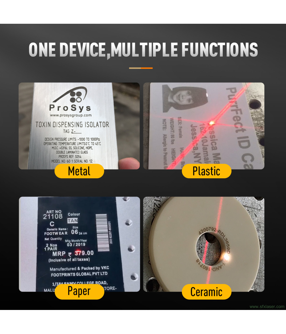 Máquina de marcado láser de escritorio MOPA SFX de 300 W, grabador láser de fibra para metales con área de marcado de 110 x 110 mm Máquina de marcado láser de escritorio MOPA SFX de 300 W, grabador láser de fibra para metales con área de marcado de 110 x 110 mm