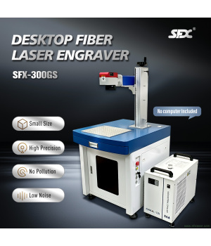 Máquina de marcado láser de escritorio MOPA SFX de 300 W, grabador láser de fibra para metales con área de marcado de 110 x 110 mm