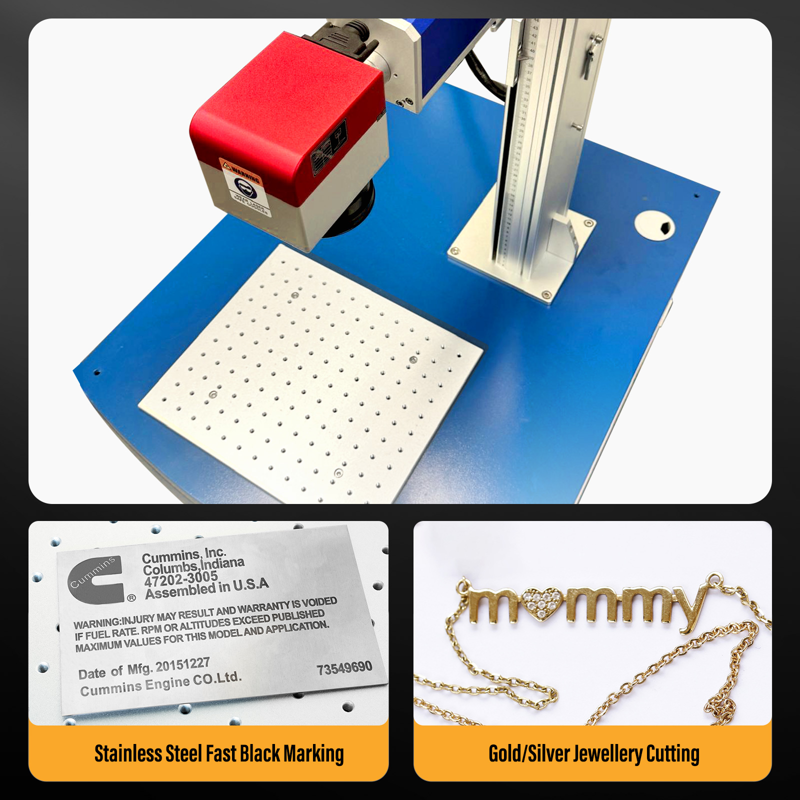 SFX 300W MOPA Desktop Laser Marking Machine Fiber Laser Metal Engraver with 110*110mm Marking Area