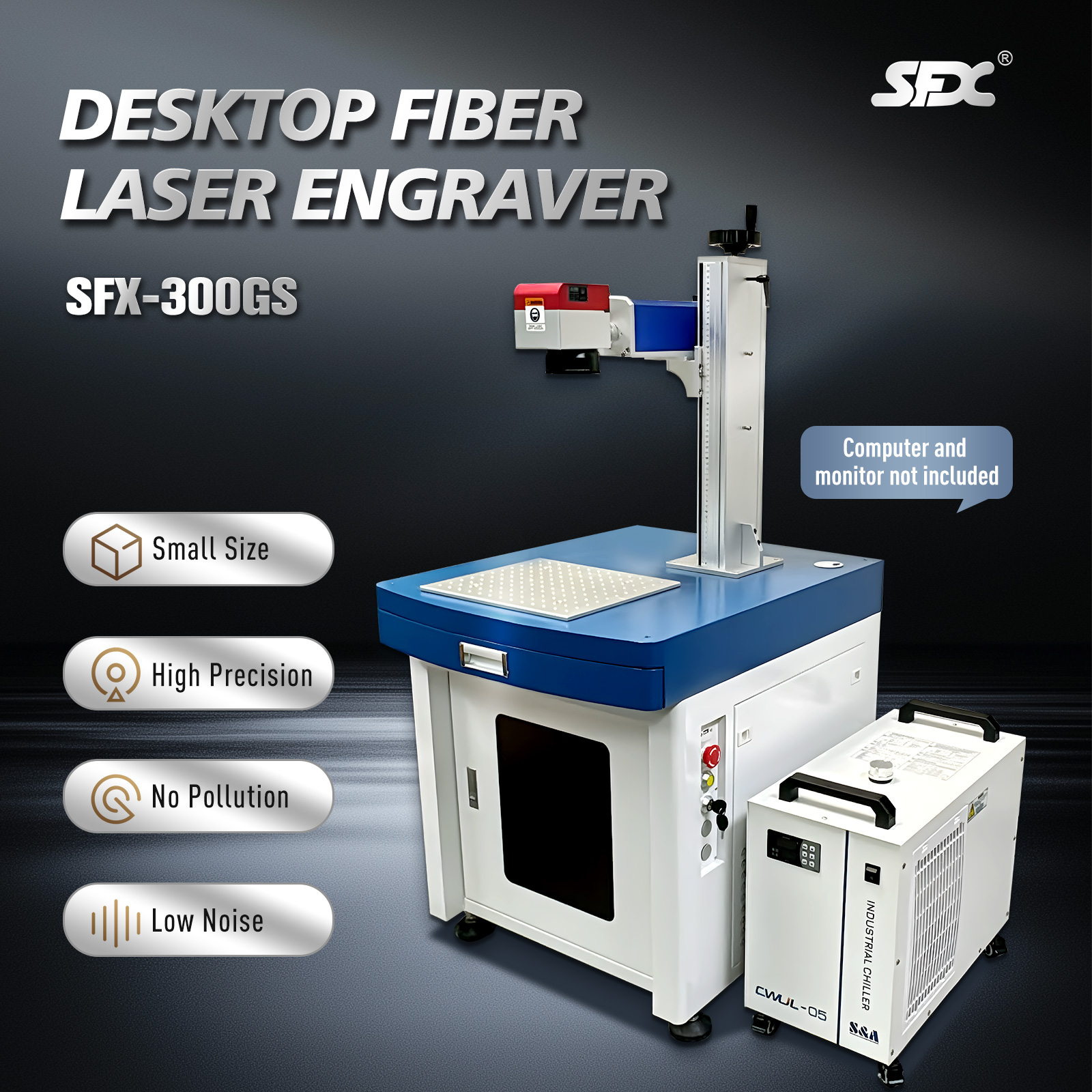 SFX 300W MOPA Desktop Laser Marking Machine Fiber Laser Metal