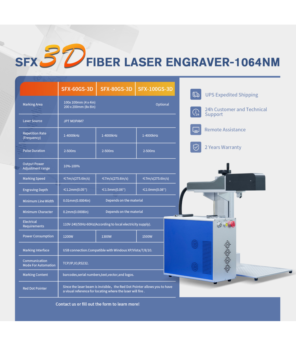SFX 60W 80W 100W 3D-Faserlasergravierer FEELTEK 3D Dynamic Focus System Lensmark Software 3D-Laserbeschriftungsmaschine