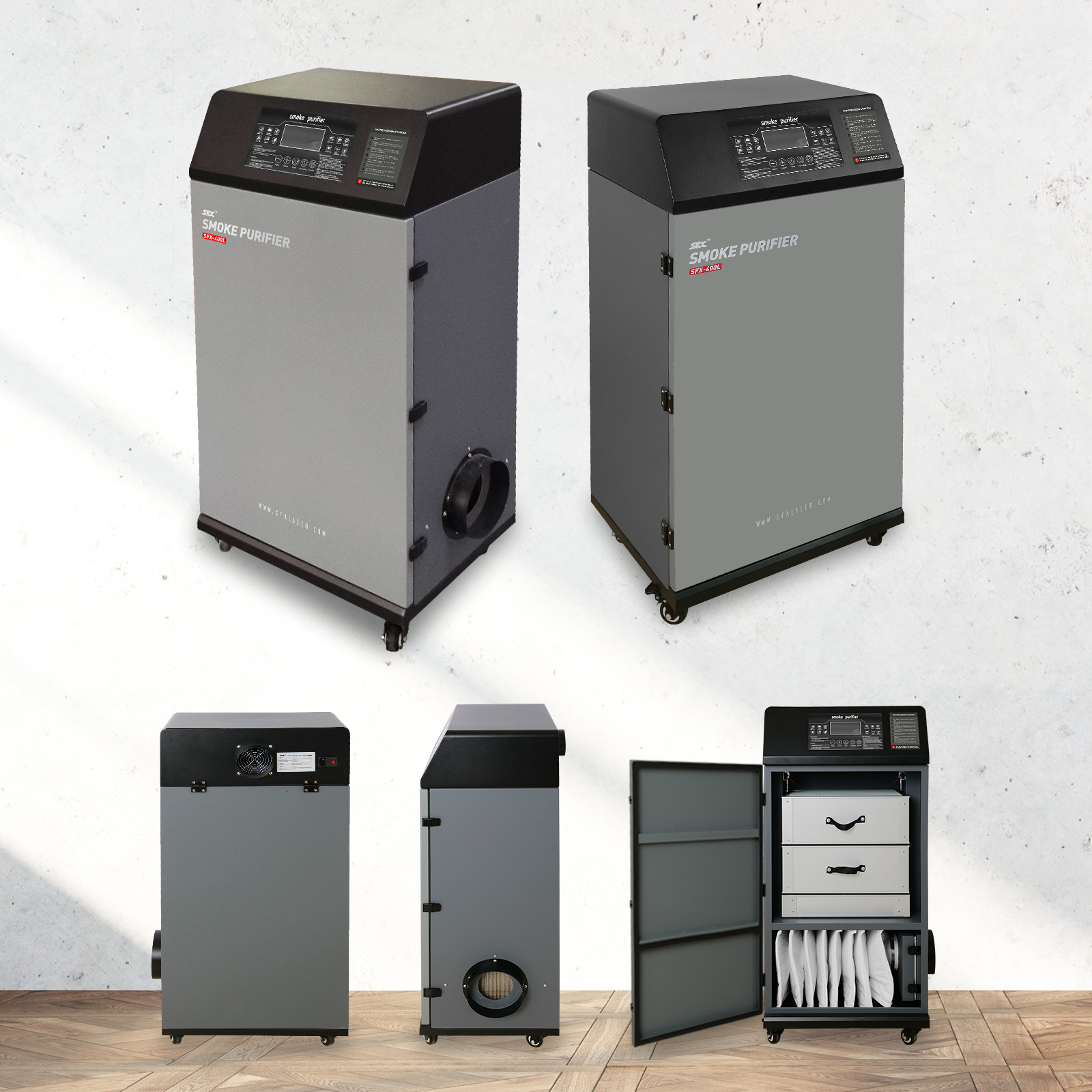 Purificador de humo SFX-400L Extractor de humo Purificador de humo para máquina de limpieza láser Máquina de grabado y corte láser