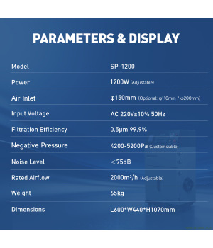 SFX SP-1200 Smoke Purifier High Efficiency Air Filtration for Industrial Laser Cleaning Laser Welding
