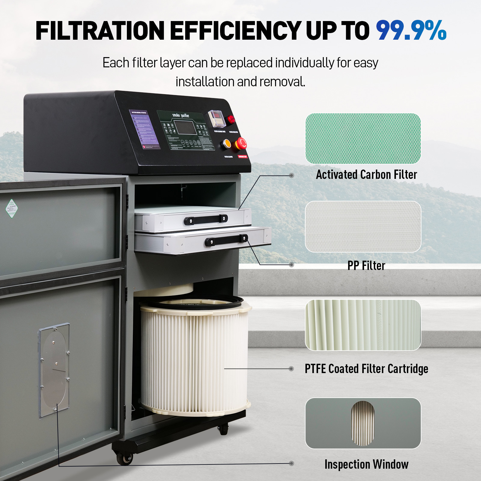 SFX SP-1200 Smoke Purifier High Efficiency Air Filtration for Industrial Laser Cleaning Laser Welding