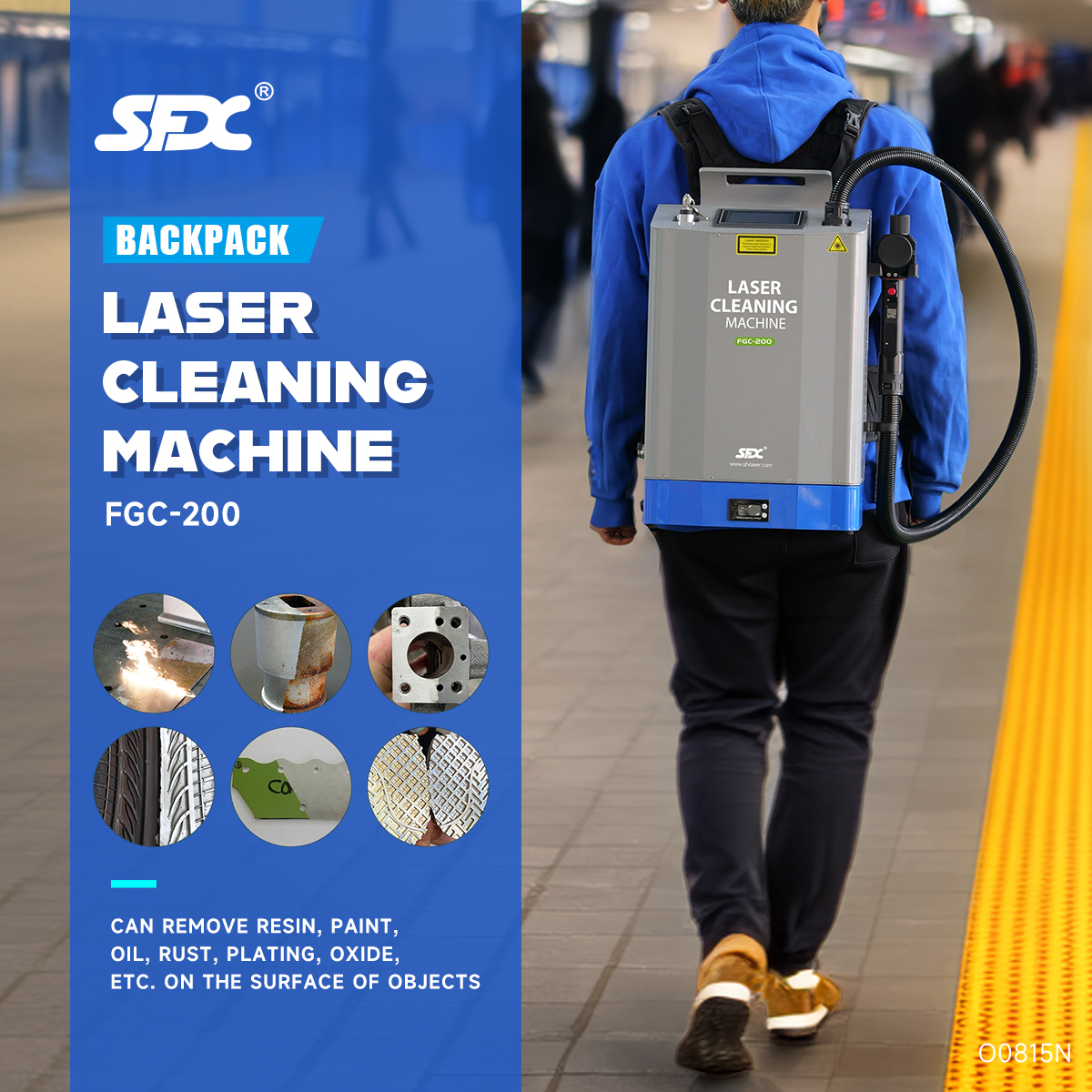 Máquina de limpieza láser de mochila de 200W, limpiador láser de fibra tipo pulso, máquina de eliminación de recubrimiento de óxido de pintura y óxido de Metal