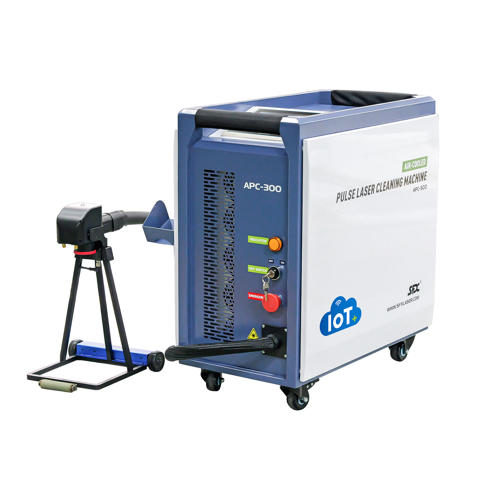 Limpiador láser de madera refrigerado por aire SFX APC de 200 W, 300 W y 500 W SmartLink con tecnología IoT y dispositivo autopropulsado.