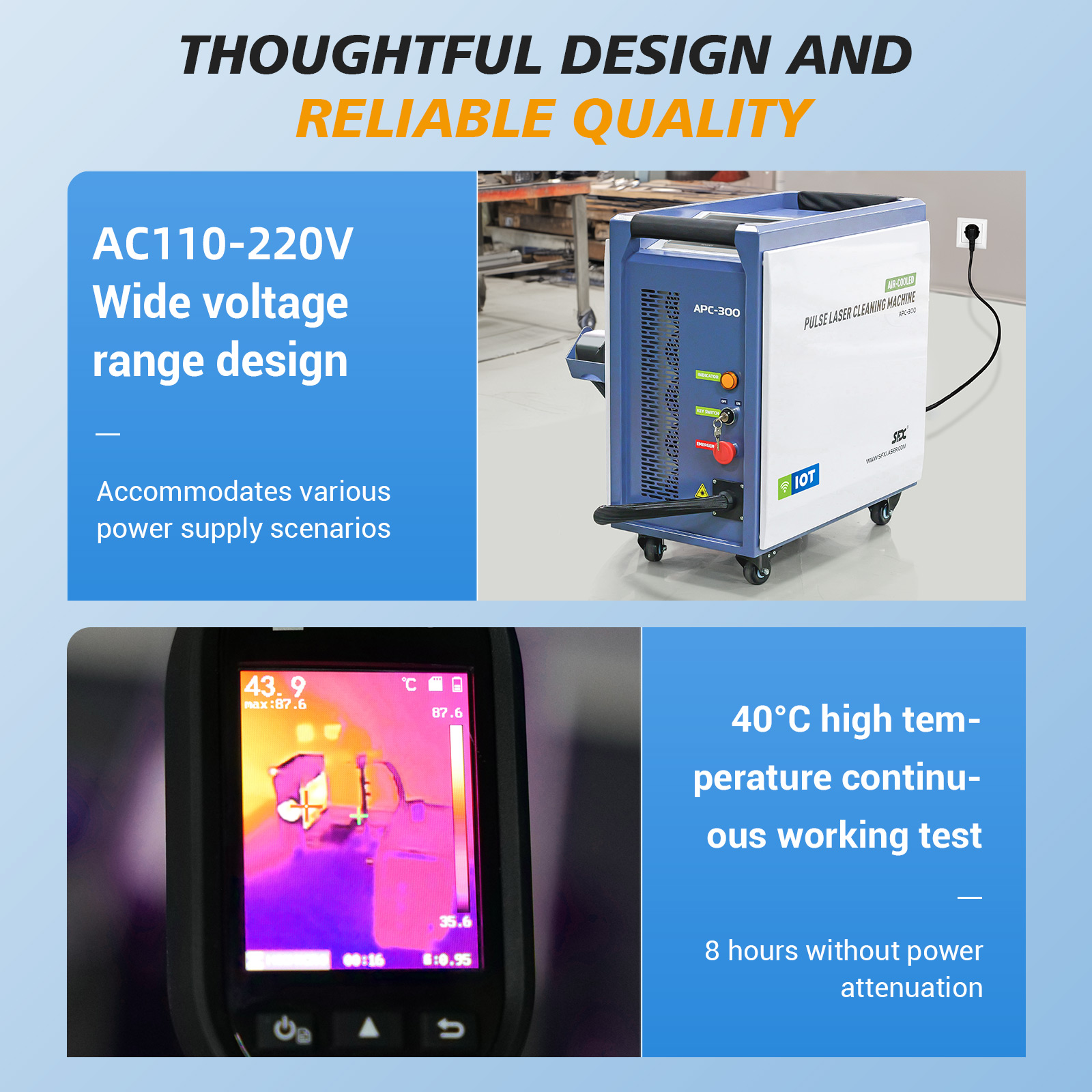 Limpiador láser de madera refrigerado por aire SFX APC de 200 W, 300 W y 500 W SmartLink con tecnología IoT y dispositivo autopropulsado.