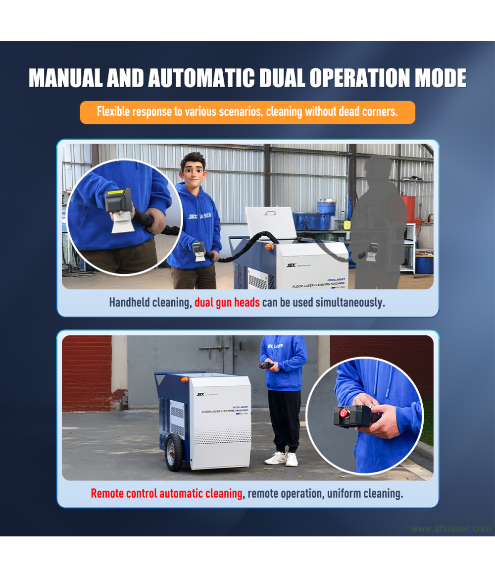 SFX 3000W Intelligent Laser Floor Cleaning Machine for Metal Concrete and Stone Floors Oil Rust Paint Removal Large Steel Plate Laser Rust Remover SFX 3000W Intelligent Laser Floor Cleaning Machine for Metal Concrete and Stone Floors Oil Rust Paint Removal Large Steel Plate Laser Rust Remover