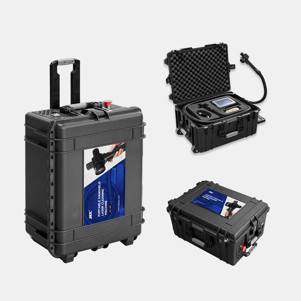 Máquina de limpieza láser de pulso portátil de mano de 200 W con carrito Limpiador láser de fibra Eliminador de óxido de metal