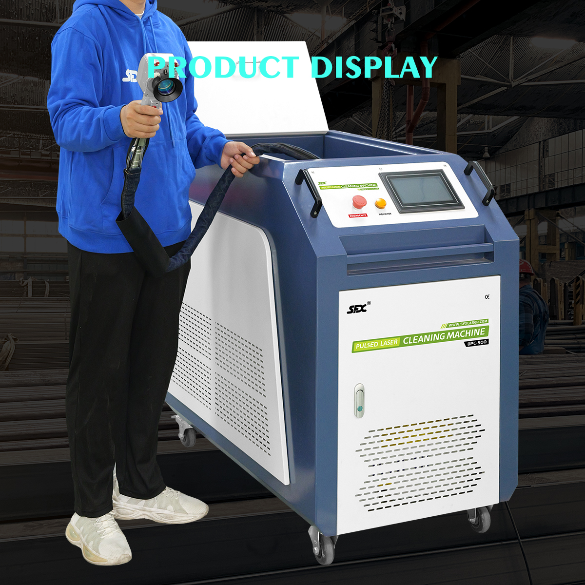 Máquina de limpieza láser de pulsos de 300 W, 500 W y 1000 W para eliminación de óxido de metal, pintura, aceite y revestimiento para la industria aeroespacial y automotriz