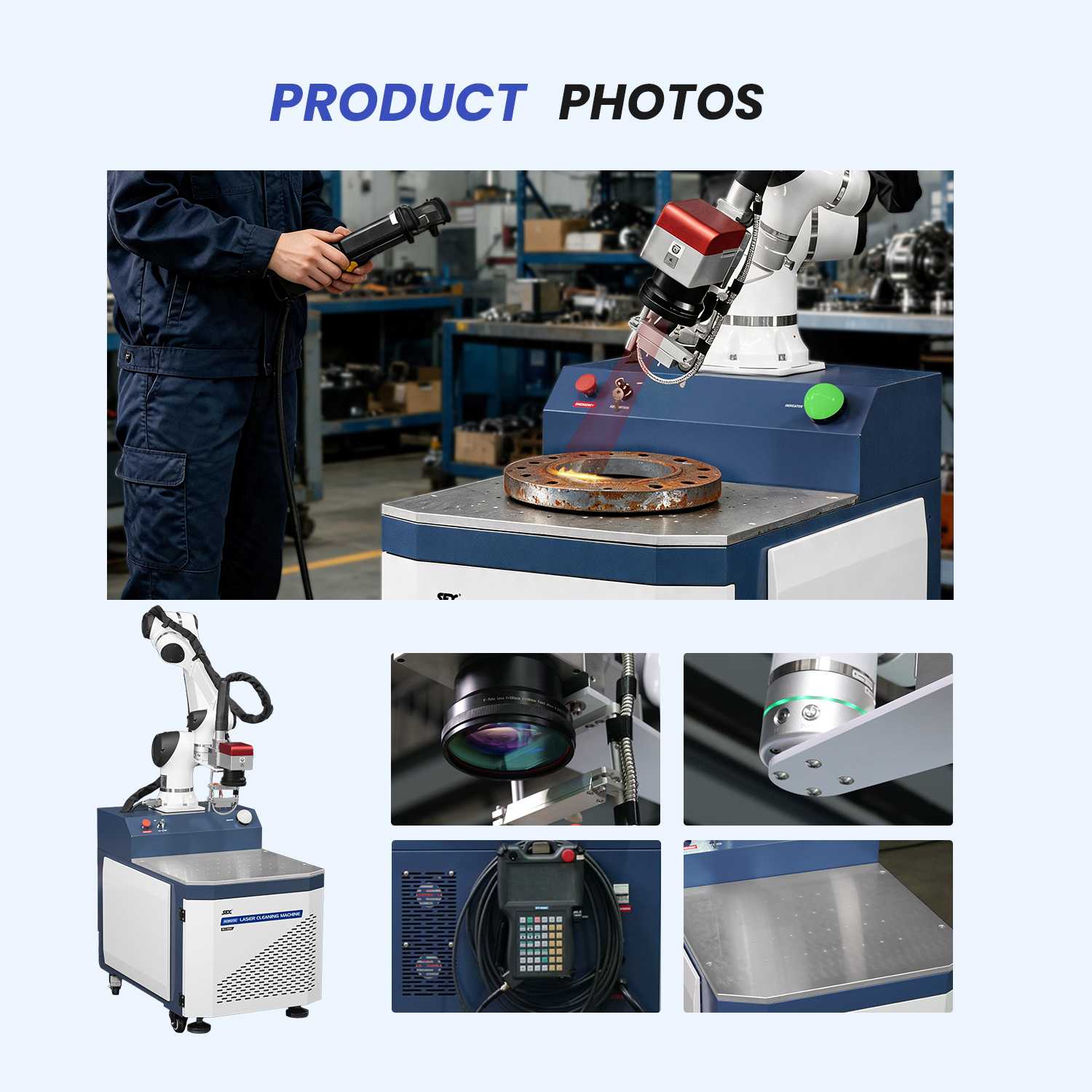 SFX 500W Robotic Laser Cleaning Machine Precision 6-Axis Automated Rust Paint Oxide Layer Laser Cleaning Solution