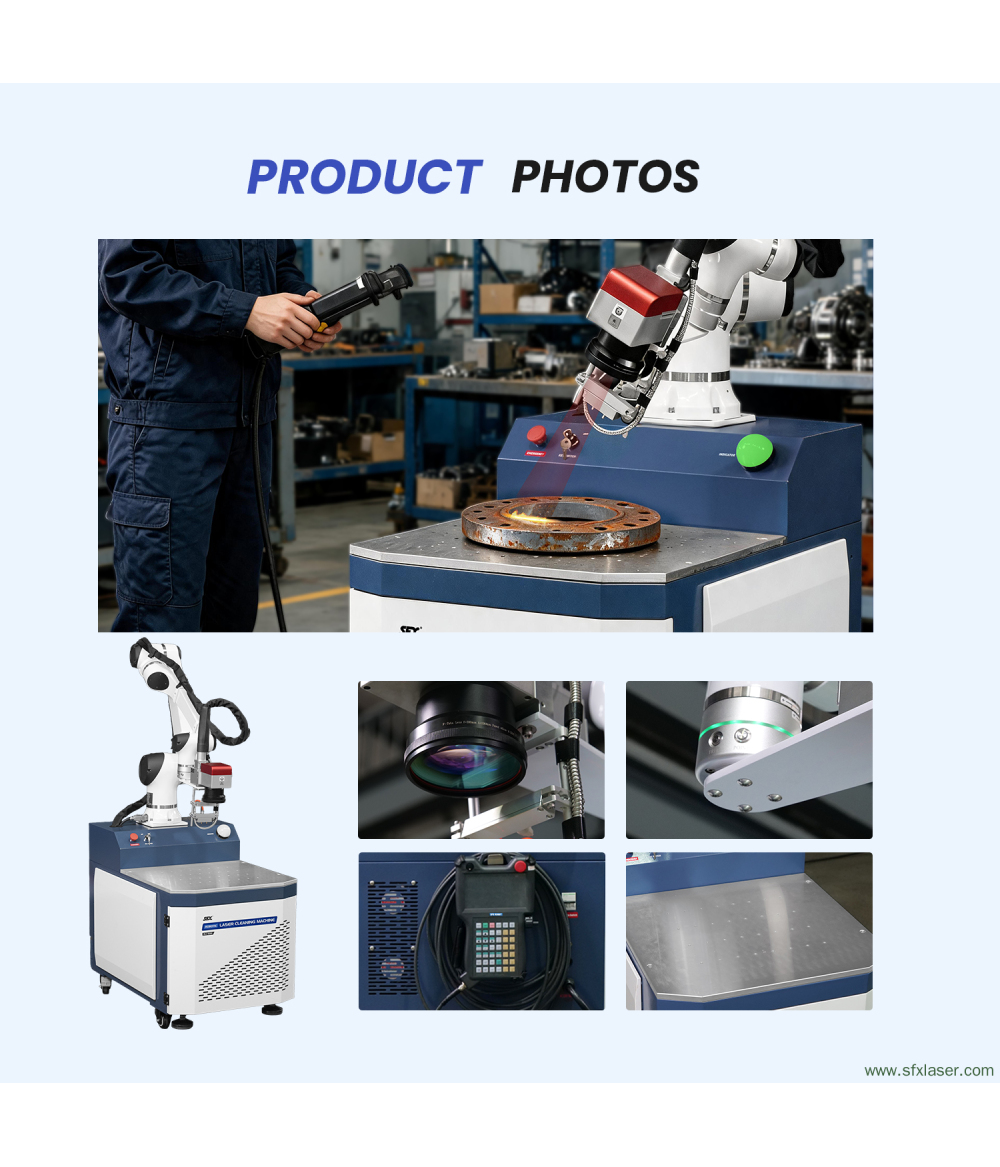 SFX 500W Robotic Laser Cleaning Machine Precision 6-Axis Automated Rust Paint Oxide Layer Laser Cleaning Solution SFX 500W Robotic Laser Cleaning Machine Precision 6-Axis Automated Rust Paint Oxide Layer Laser Cleaning Solution