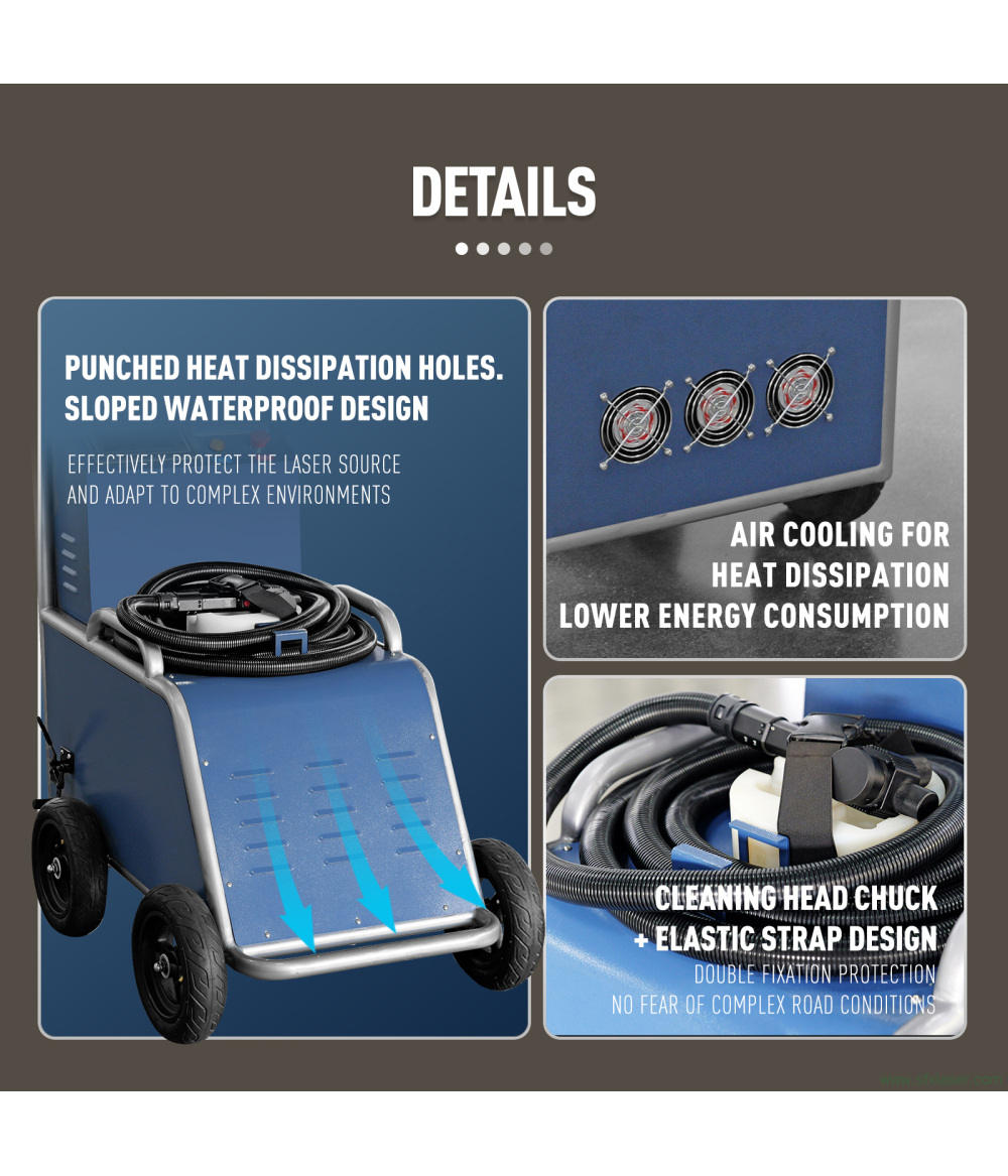 Máquina de limpieza láser de pulsos todoterreno de 300 W para la eliminación de óxido y pintura al óleo en exteriores. Máquina de limpieza láser de pulsos todoterreno de 300 W para la eliminación de óxido y pintura al óleo en exteriores.