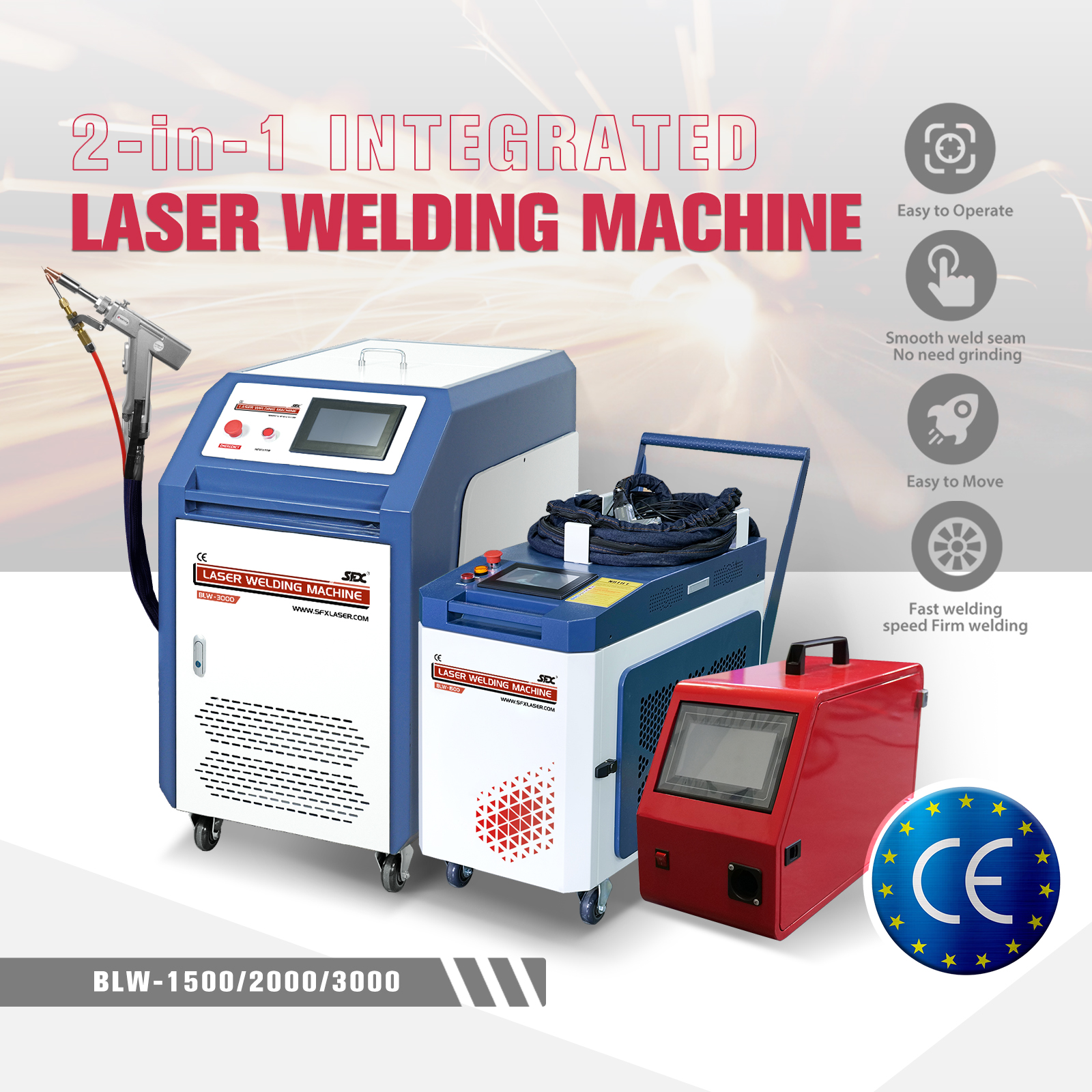2 in 1 1500W 2000W 3000W Mobiles Laserschweißgerät mit Schweißnahtreinigungsfunktion Handheld-Metall-Laserschweißgerät