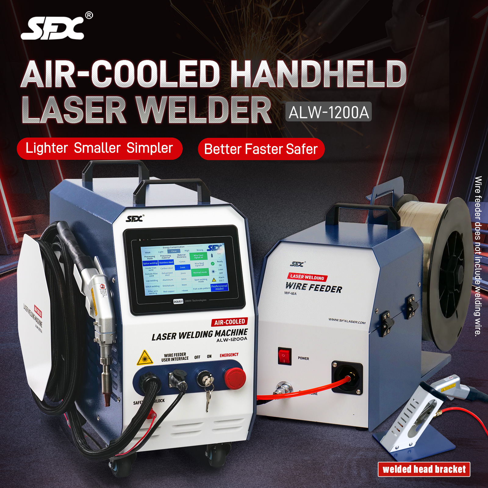 SFX ALW-1200A 1200W luftgekühltes Handlaserschweißgerät Tragbares Faserlaserschweißgerät zum Schweißen dünner Bleche