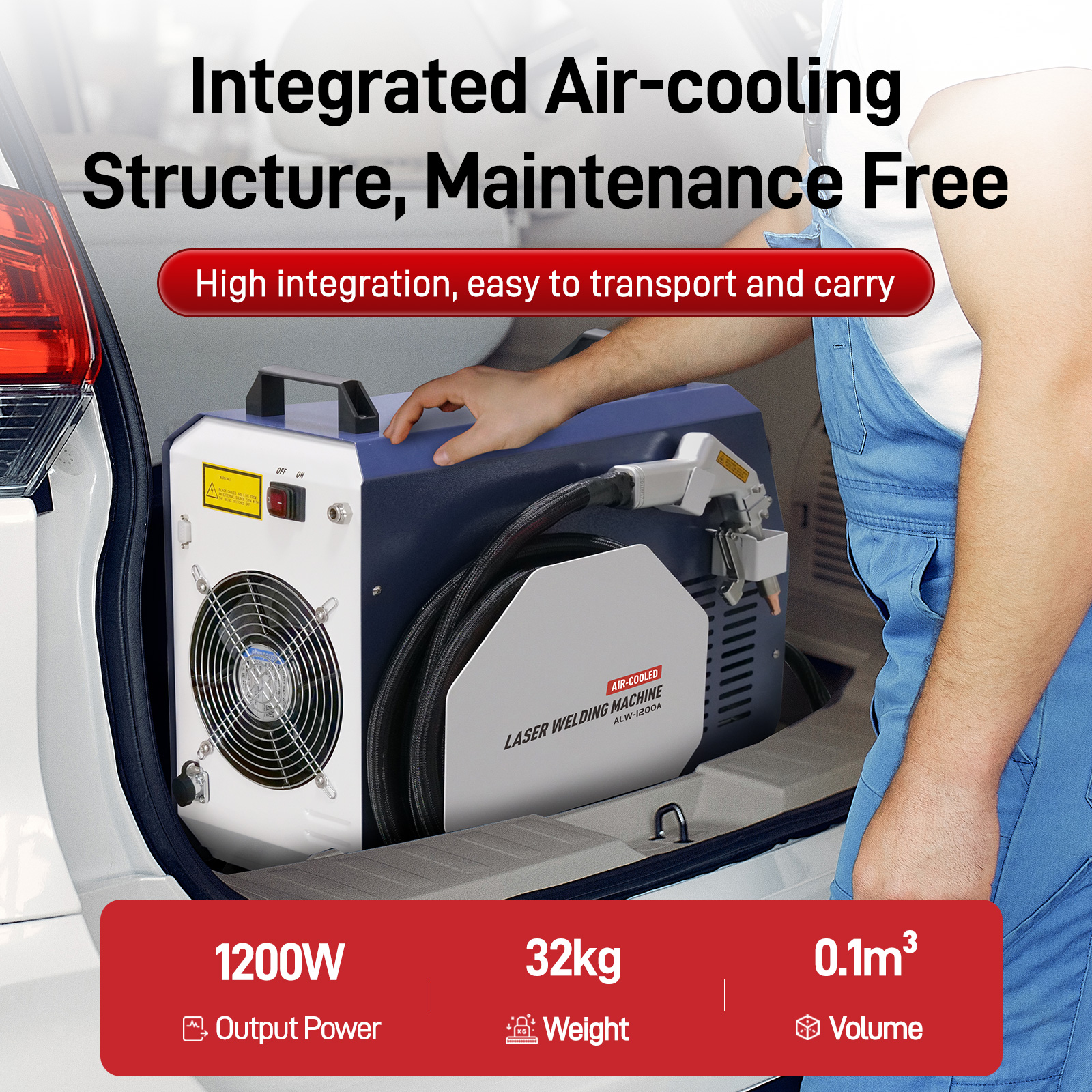 Machine de soudage laser portable refroidie par air SFX ALW-1200A 1200 W pour le soudage de tôles fines