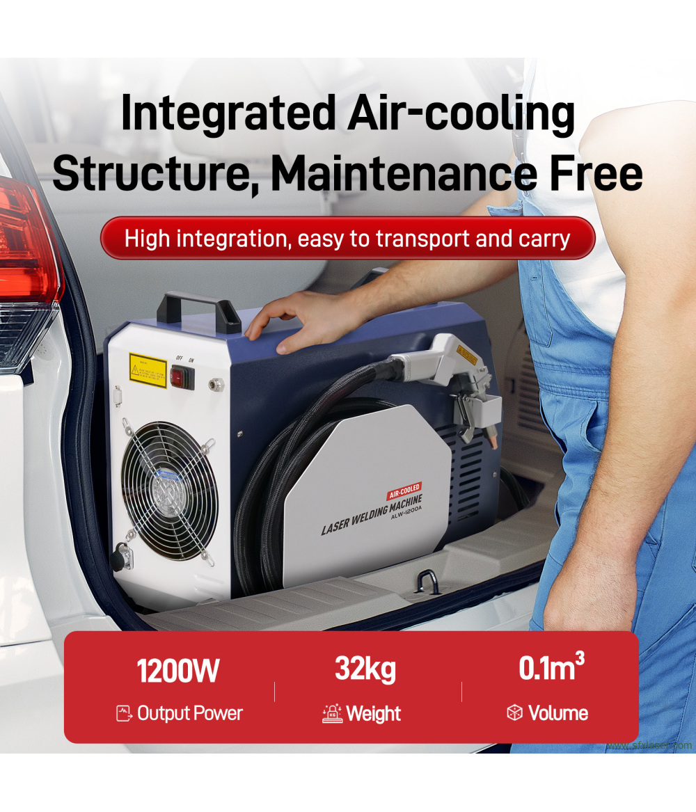 Soldadora láser de fibra portátil SFX ALW-1200A de 1200 W refrigerada por aire para metales finos y acero inoxidable. Soldadora láser de fibra portátil SFX ALW-1200A de 1200 W refrigerada por aire para metales finos y acero inoxidable.