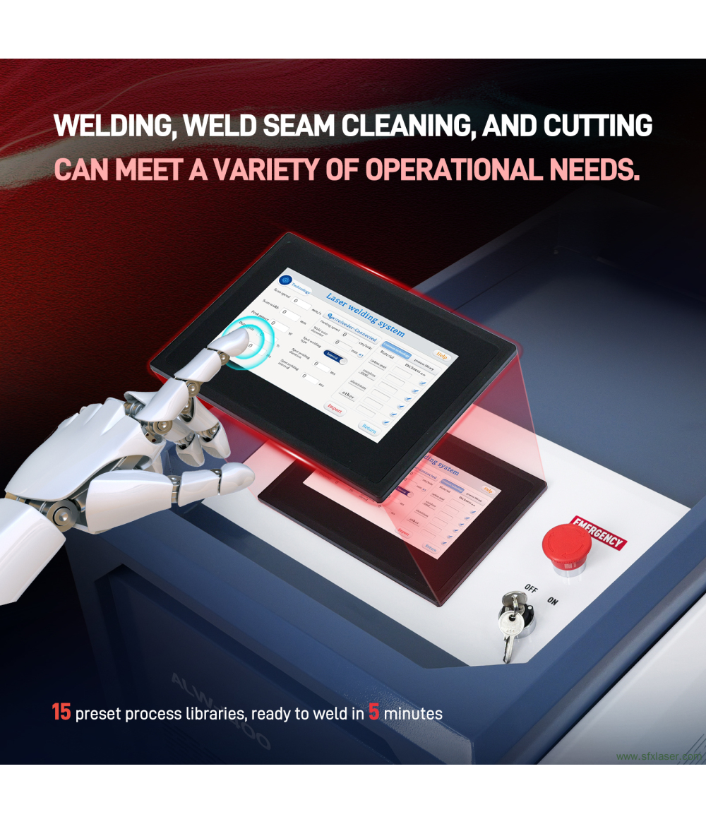 Soldadora láser portátil para metal ALW-1400 con refrigeración por aire integrada SFX de 1400 W Soldadora láser portátil para metal ALW-1400 con refrigeración por aire integrada SFX de 1400 W