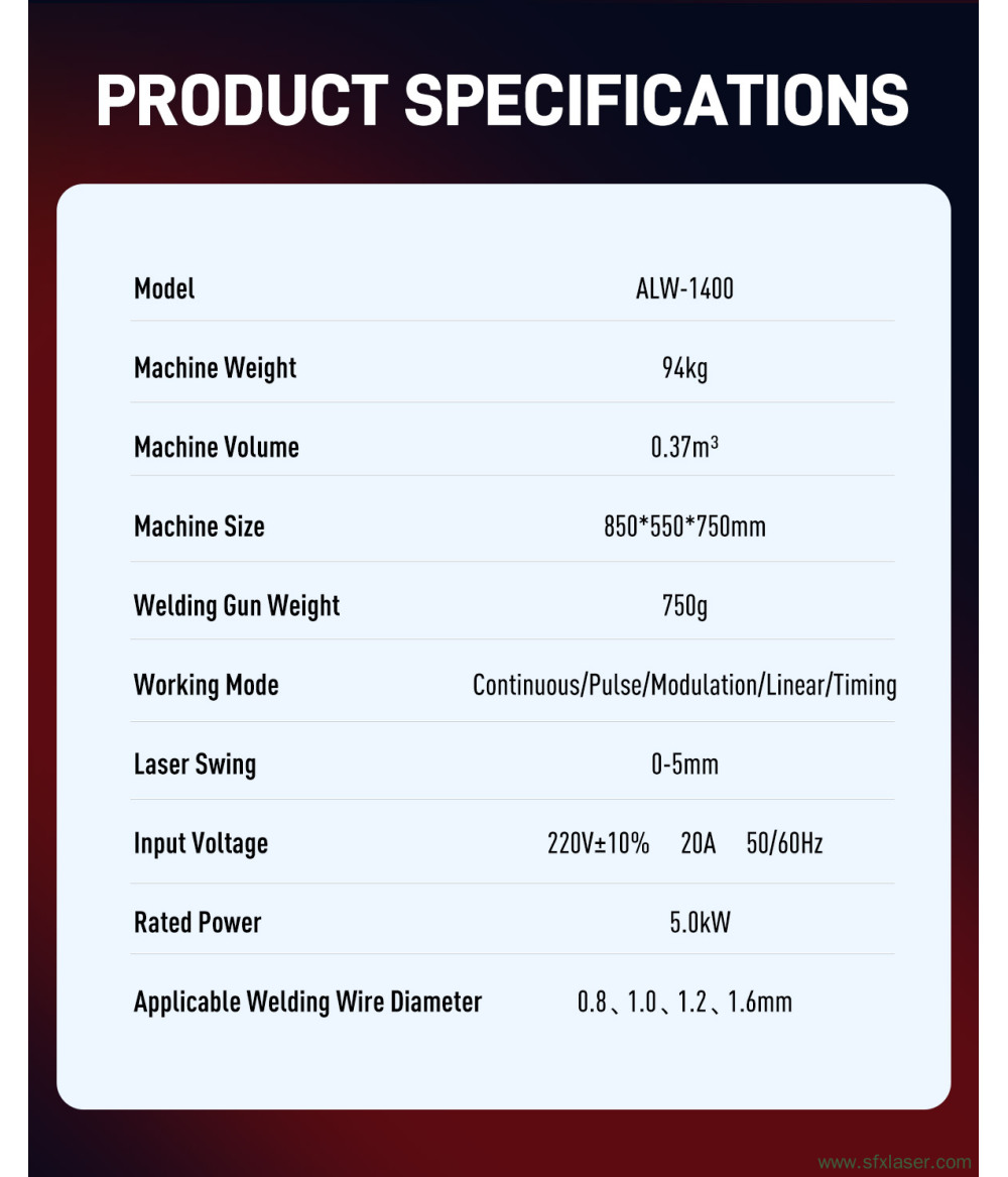Soldadora láser portátil para metal ALW-1400 con refrigeración por aire integrada SFX de 1400 W Soldadora láser portátil para metal ALW-1400 con refrigeración por aire integrada SFX de 1400 W