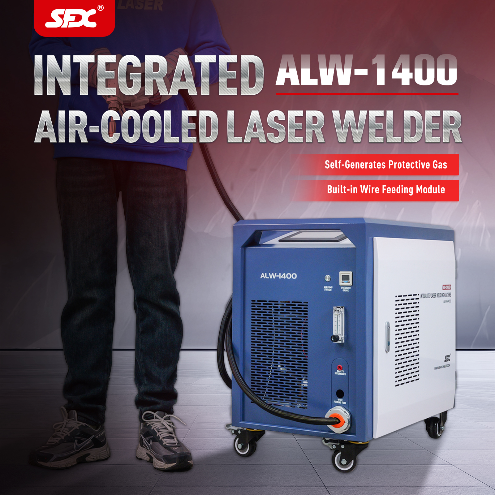 SFX 1400W Integrated Air-cooled Laser Welding Machine ALW-1400 Handheld Metal Laser Welder