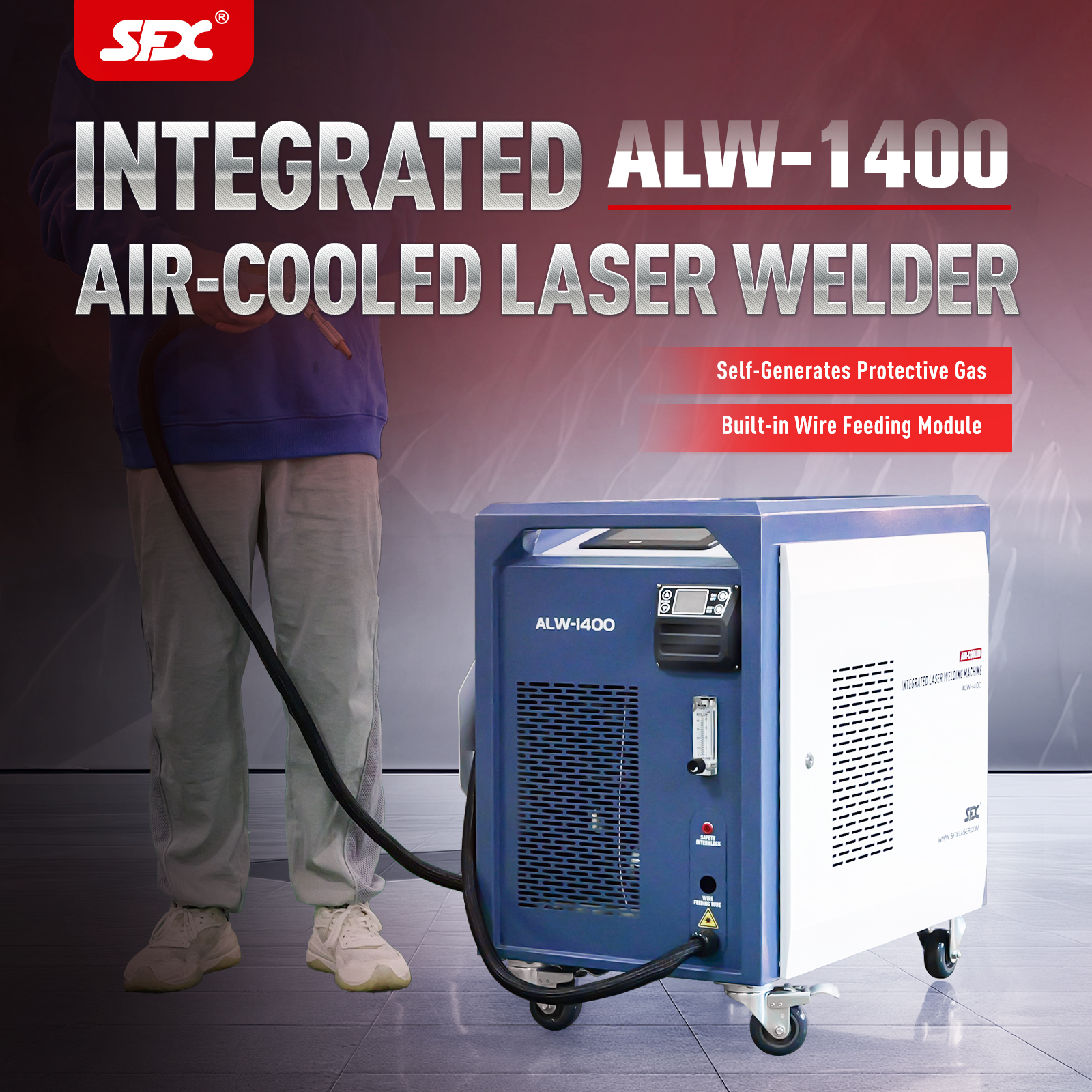 SFX 1400W Integrierte luftgekühlte Laserschweißmaschine ALW-1400 Handheld-Metall-Laserschweißgerät