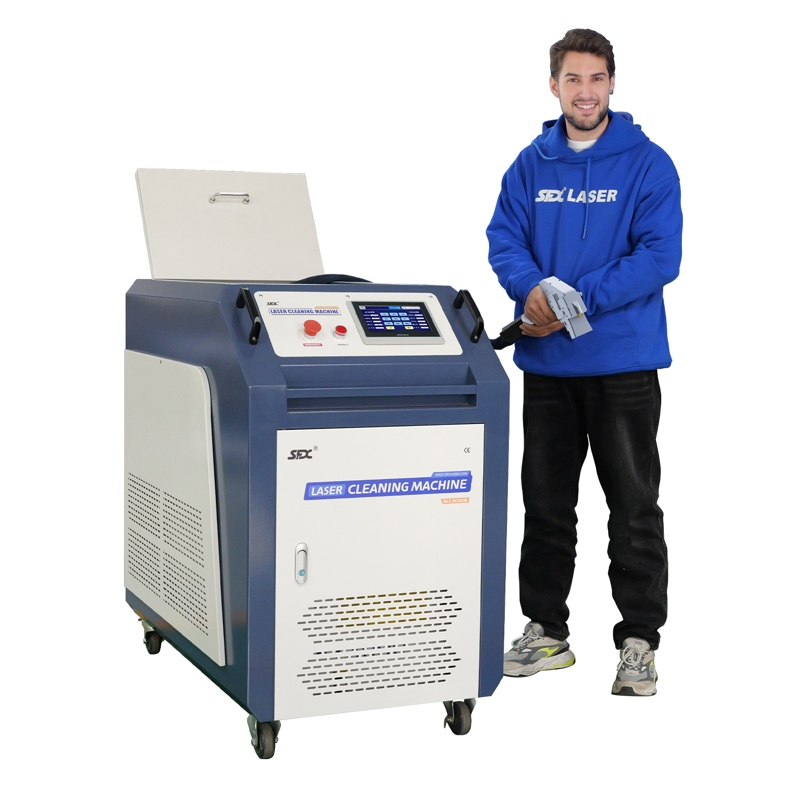 Máquina de limpieza láser SFX BLC-3000B de 3000 W, alta eficiencia, rango de escaneo de 400 mm, tecnología anticongelante e interconexión inteligente, removedor de óxido láser