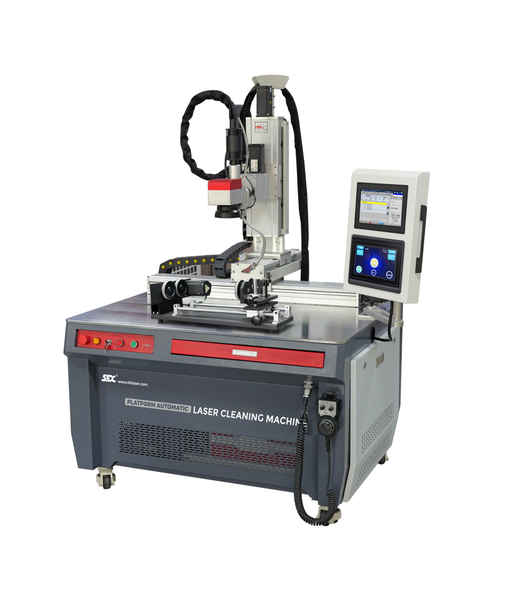 Machine de nettoyage Laser automatique à plate-forme pulsée 200W 300W 500W, dissolvant de placage de peinture à l'huile de rouille