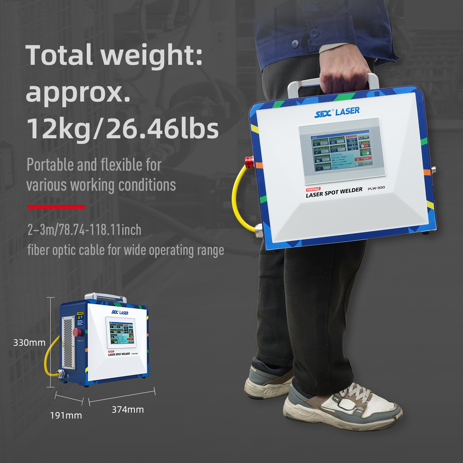 SFX 300W Portable Laser Spot Welder Precision 0.1-1.5mm Thin Metal Plate Welding Machine