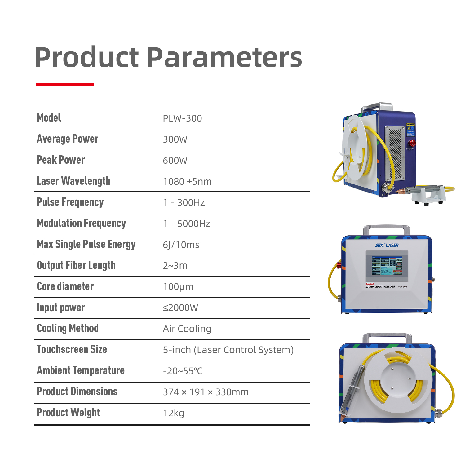 SFX 300W Portable Laser Spot Welder Precision 0.1-1.5mm Thin Metal Plate Welding Machine