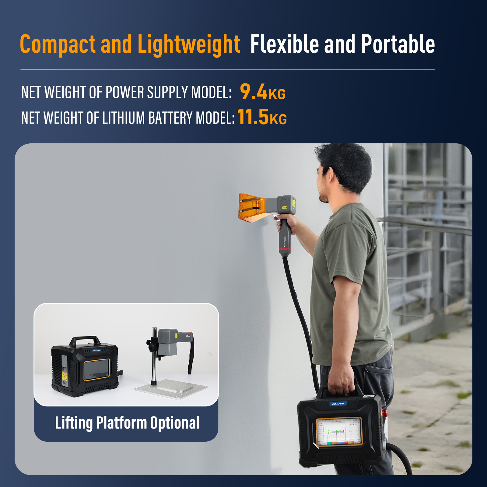 SFX 60W Tragbare Lasermarkierungsmaschine Handheld-Faserlasergravierer Metall- und Nichtmetallmarkierung