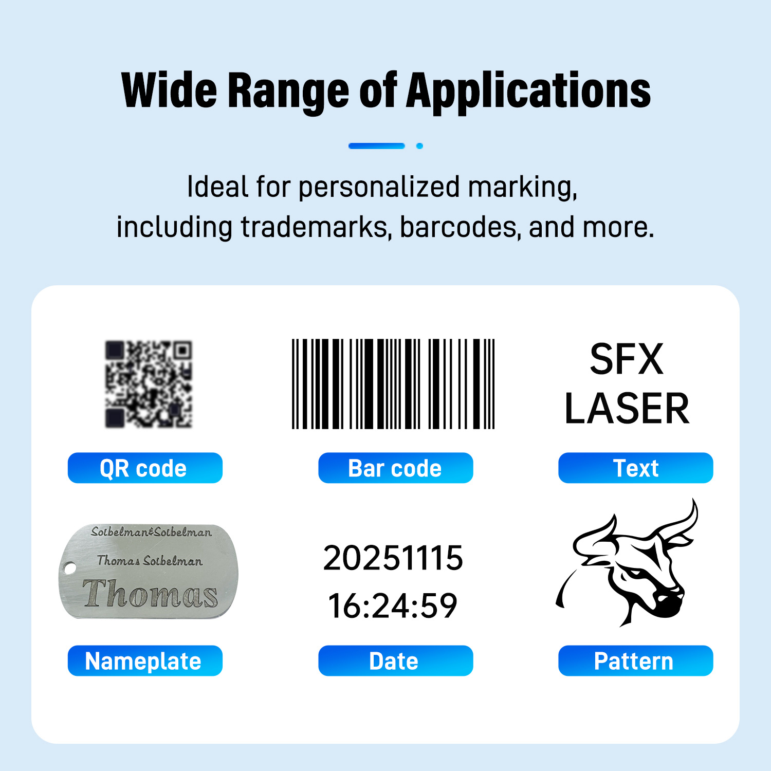 SFX Pro Version 20W 30W 50W Tragbares Handlaser-Markiergerät mit Abstandssensor oder elektromagnetischem