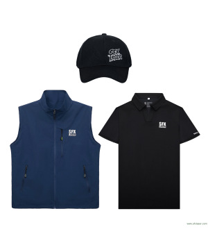 Conjunto de artículos de láser SFX: gorra de béisbol, polos y chaleco Conjunto de artículos de láser SFX: gorra de béisbol, polos y chaleco