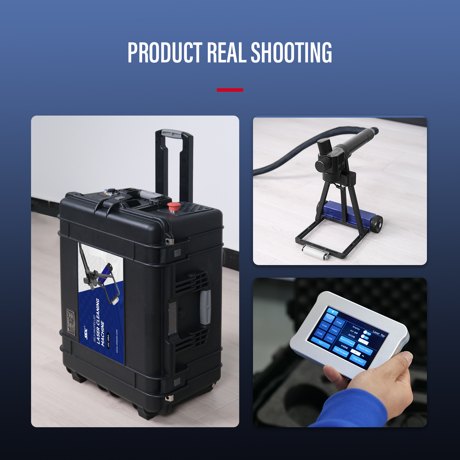 Máquina de limpieza láser de pulso autopropulsada de 200 W con carrito Limpiador láser de fibra Eliminador de óxido flotante Pintura Aceite Recubrimiento