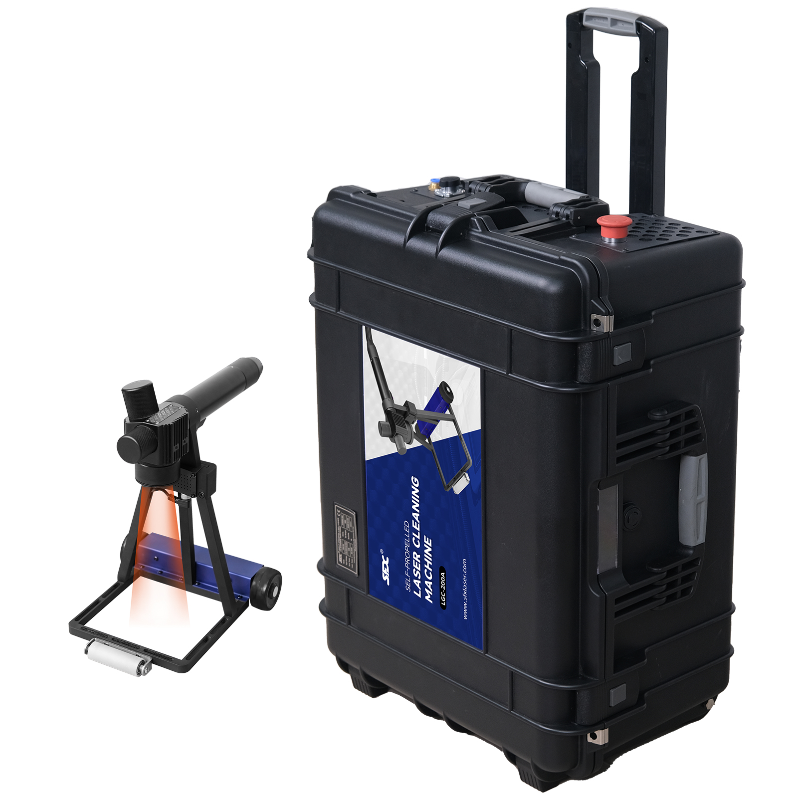 Máquina de limpieza láser de pulso autopropulsada de 200 W con carrito Limpiador láser de fibra Eliminador de óxido flotante Pintura Aceite Recubrimiento