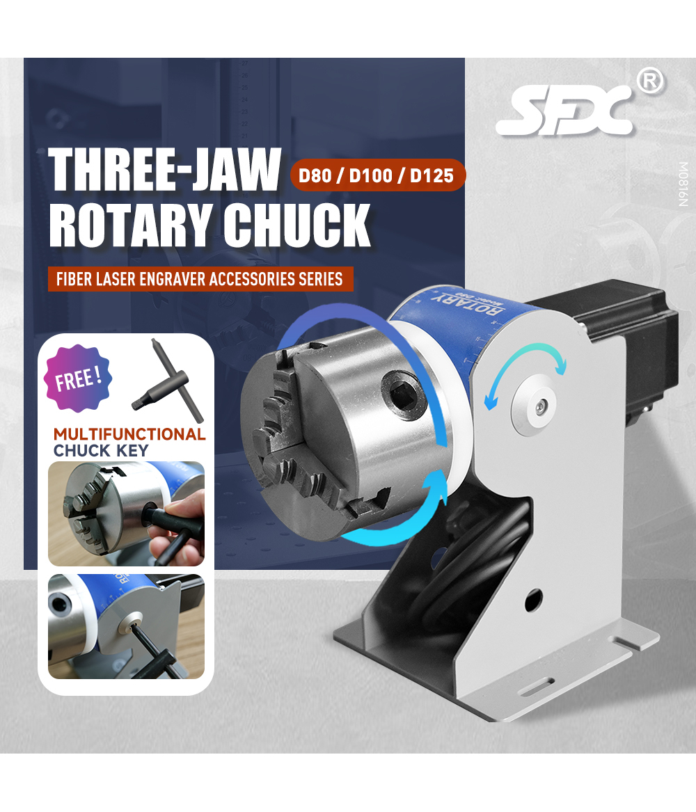 SFX D69 D80 D100 D125 Three-Jaw Rotary Chuck Rotary Axis for Fiber